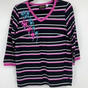 Bob Mackie womens small‎ top stripes embroidery